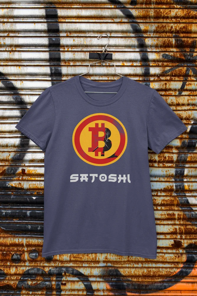 Мъжка тениска с щампа Знакът на биткойн