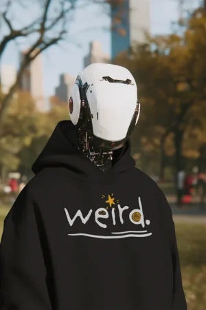 Суичър с щампа Надпис weird.