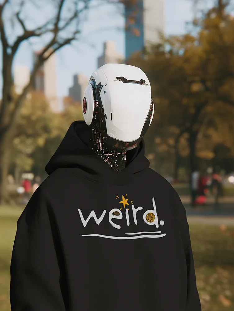 Суичър с щампа Надпис weird.