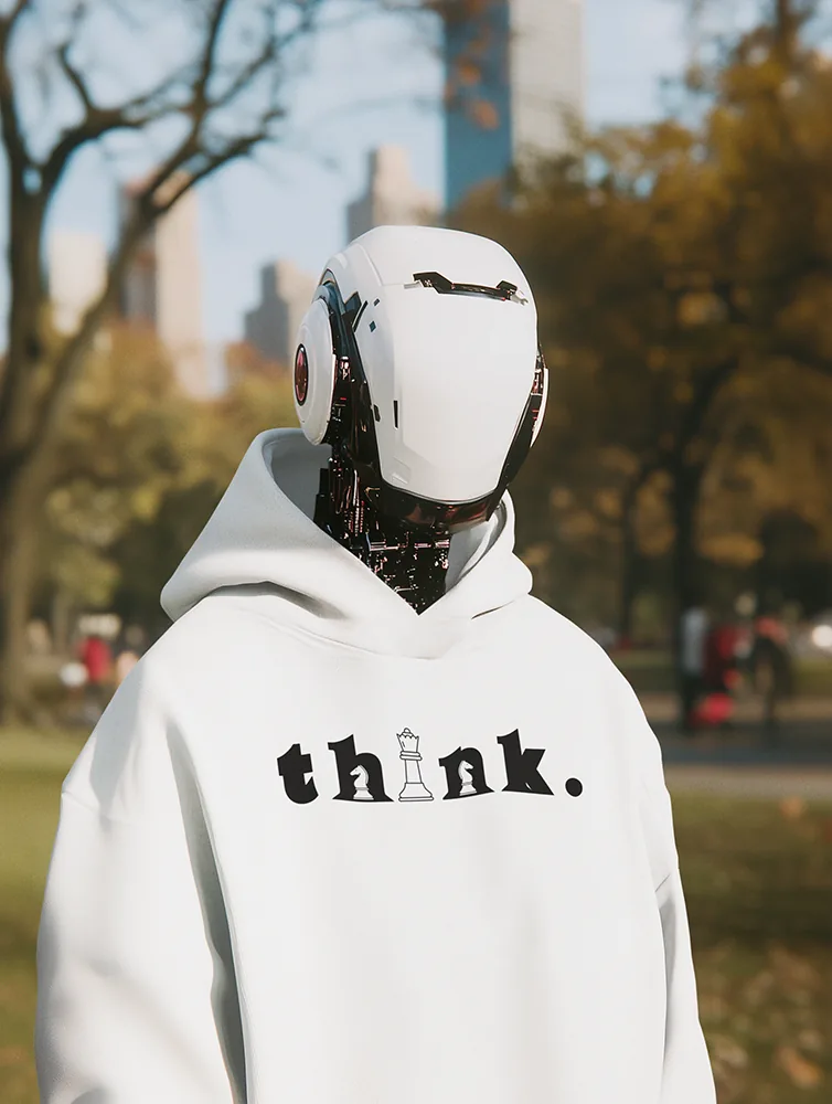 Суичър с щампа Надпис think