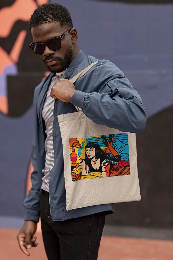 Памучна чанта с щампа Мия Уолъс от Pulp Fiction