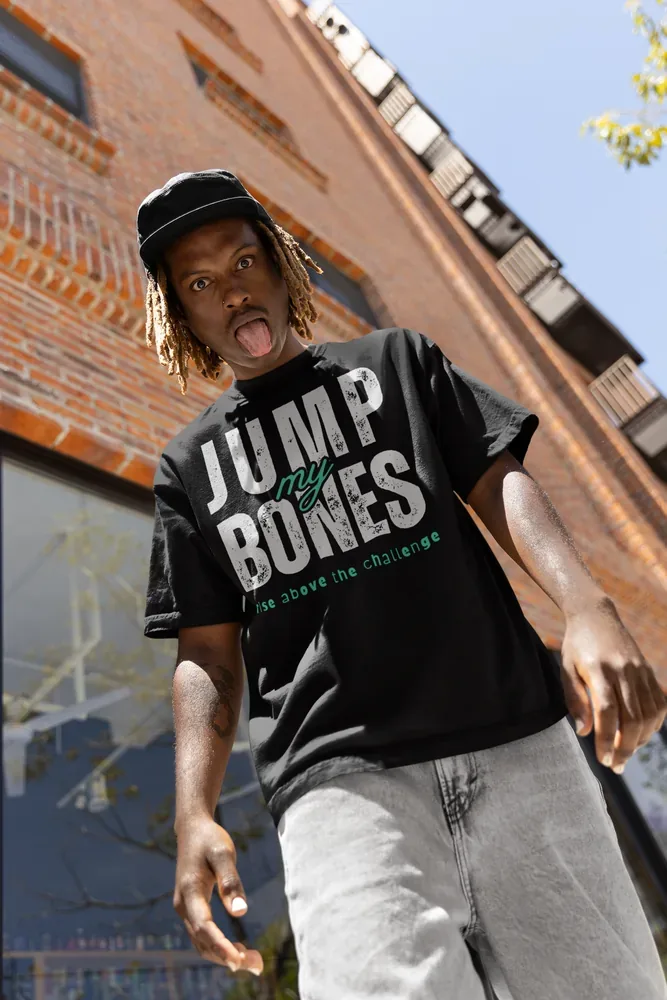 Oversize тениска с щампа Едър надпис JUMP my BONES