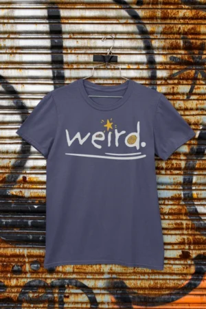 Мъжка тениска с щампа Надпис weird. - Navy