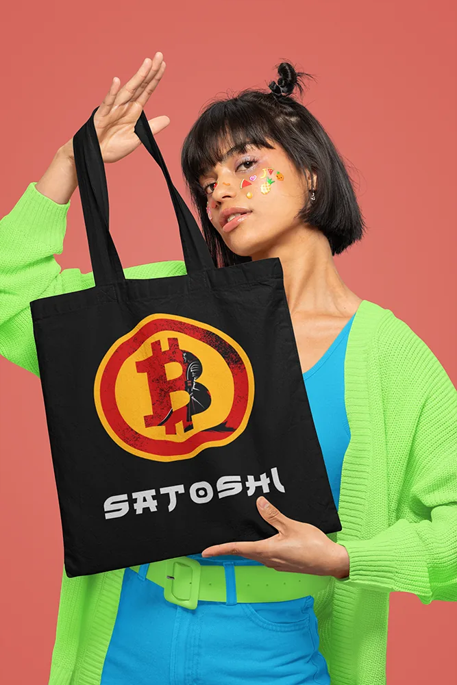Памучна чанта с щампа Знакът на биткойн