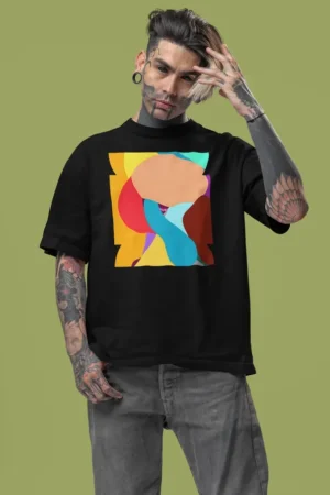 Oversize тениска с щампа Леда и лебедът