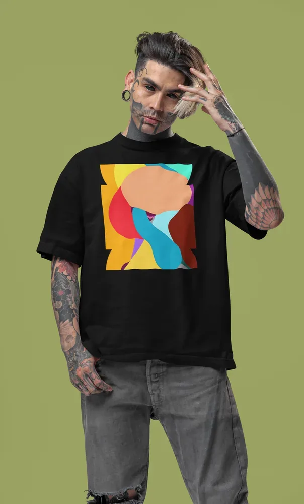 Oversize тениска с щампа Леда и лебедът
