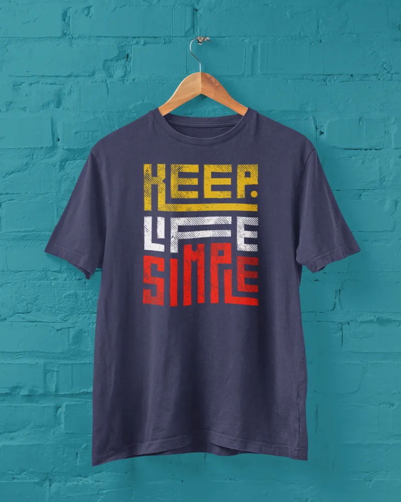 Мъжка тениска с щампа Надпис KEEP LIFE SIMPLE - Navy