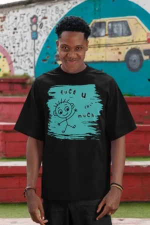Oversize тениска fuck U this much - Черно