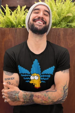 Мъжка тениска с щампа Marge Simpson - Черно