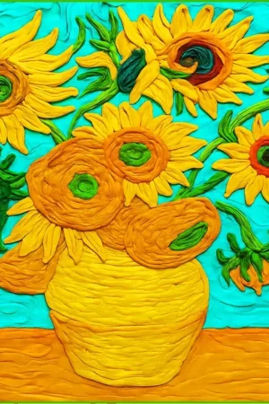 Oversize тениска с щампа Слънчогледите на Van Gogh - снимка 3