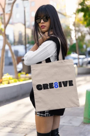 Памучна чанта с щампа Надпис CRE8IVE