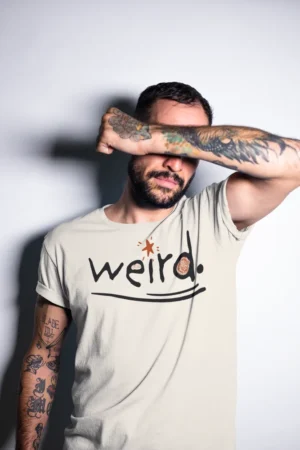 Мъжка тениска с щампа Надпис weird. - Natural