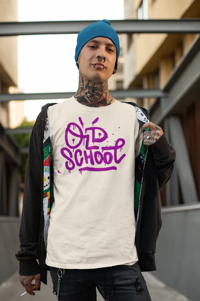 Мъжка тениска с щампа Надпис Old School