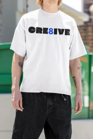 Oversize тениска с щампа Надпис CRE8IVE