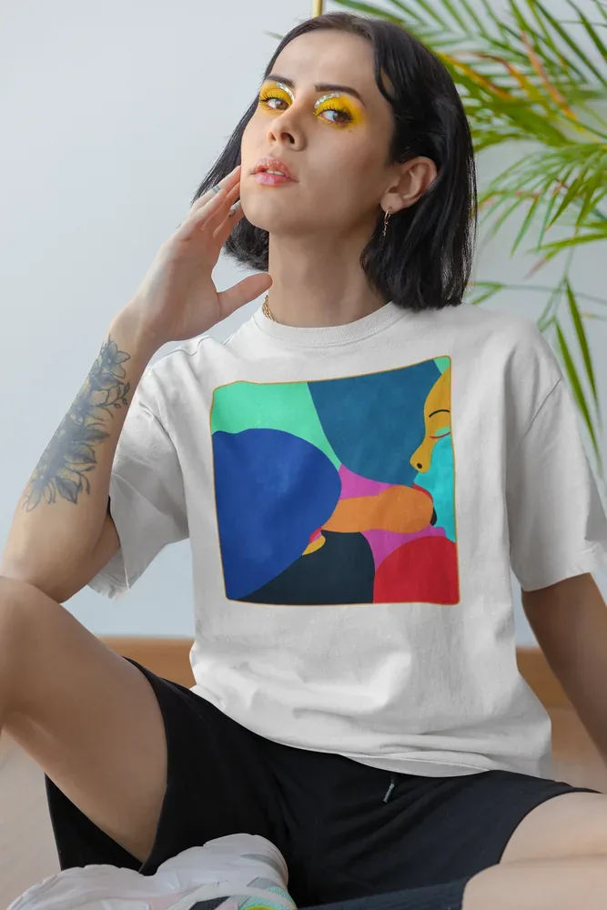 Oversize тениска с щампа Преплетени тела