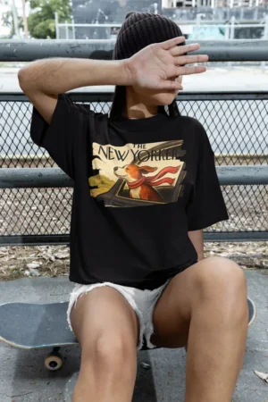 Oversize тениска с щампа Куче, подало глава