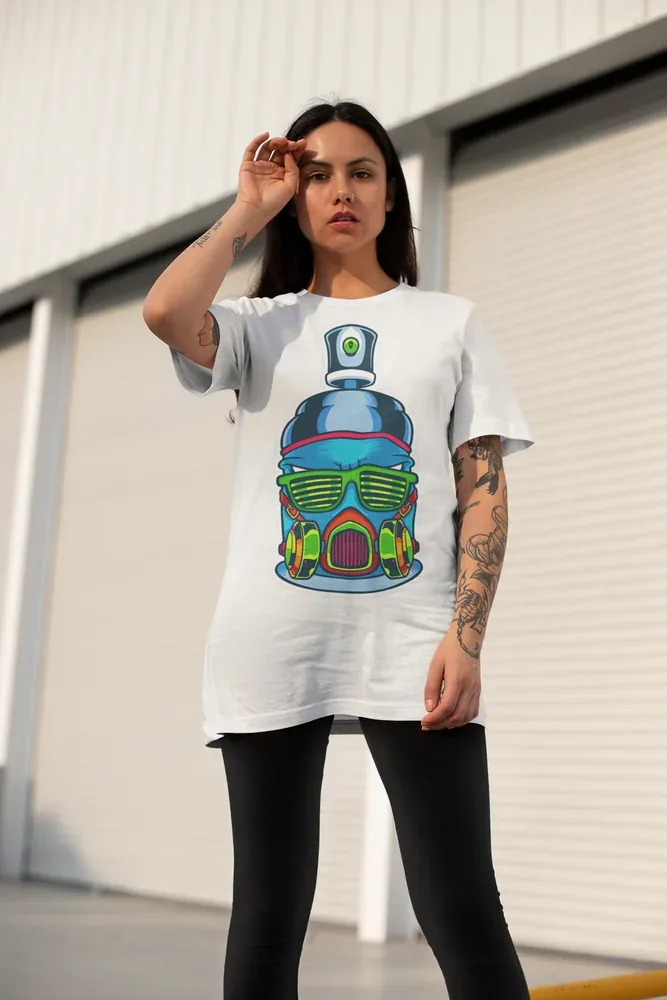Oversize тениска с щампа Спрей за графити