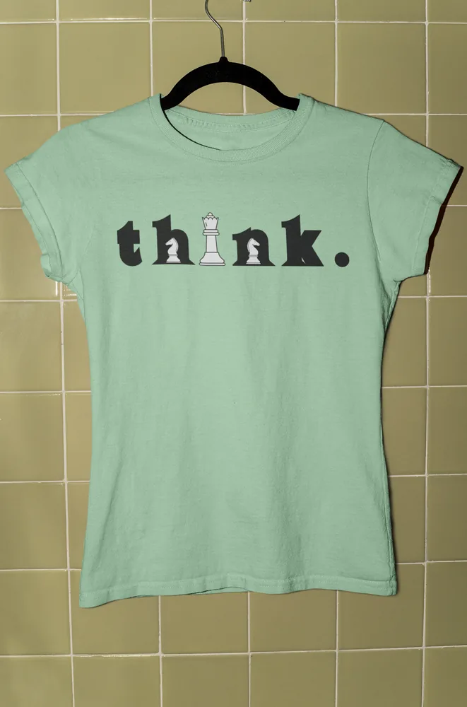 Дамска тениска с щампа Надпис think