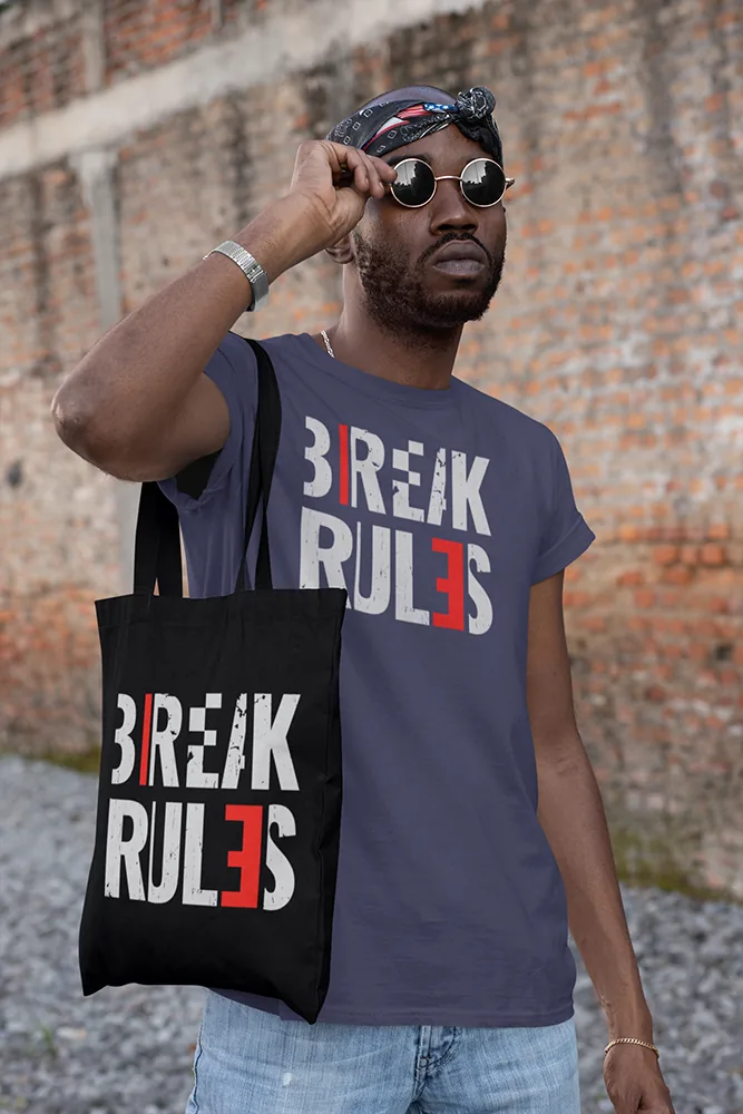 Памучна чанта с щампа Надпис BREAK RULES