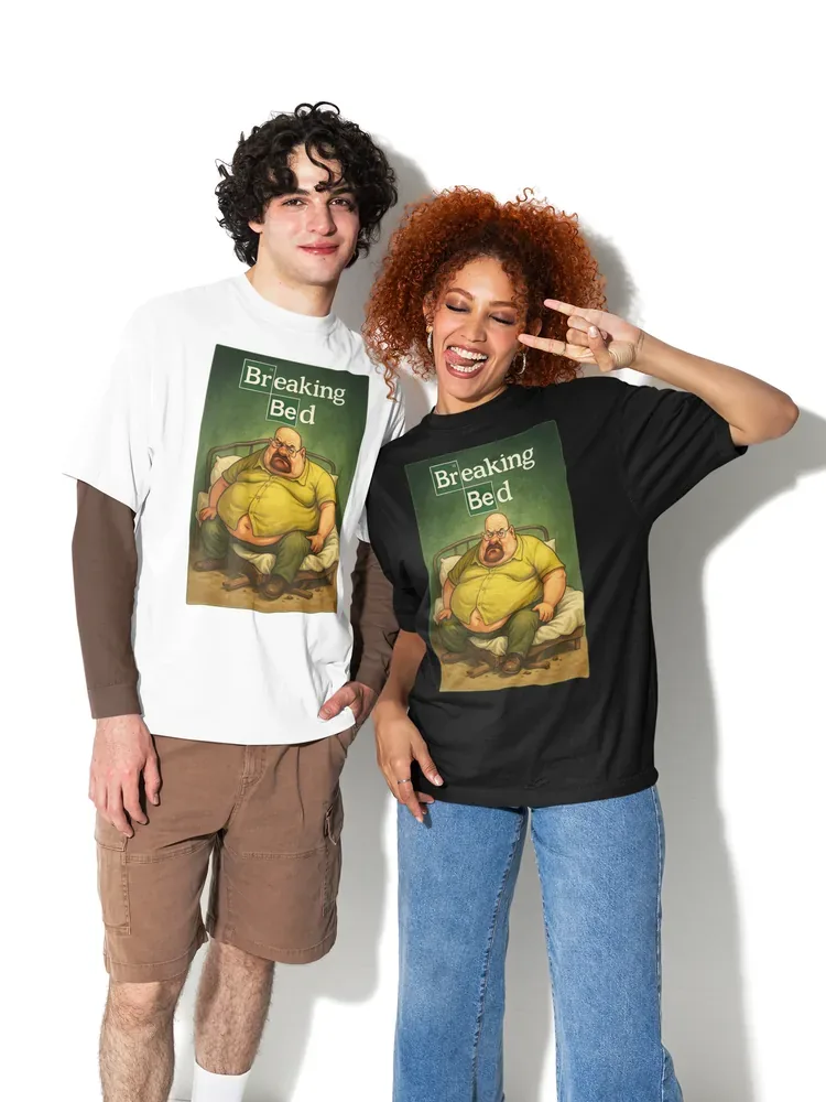 Oversize тениска с щампа Едър мъж