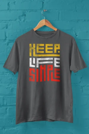 Мъжка тениска с щампа Надпис KEEP LIFE SIMPLE - Graphite