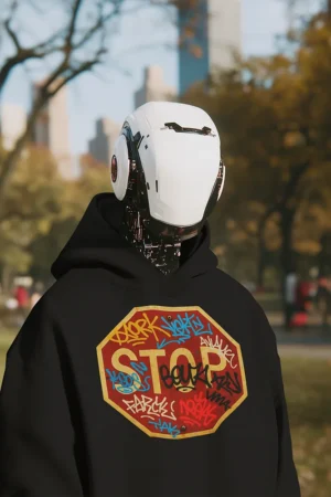 Суичър с щампа Пътен знак STOP