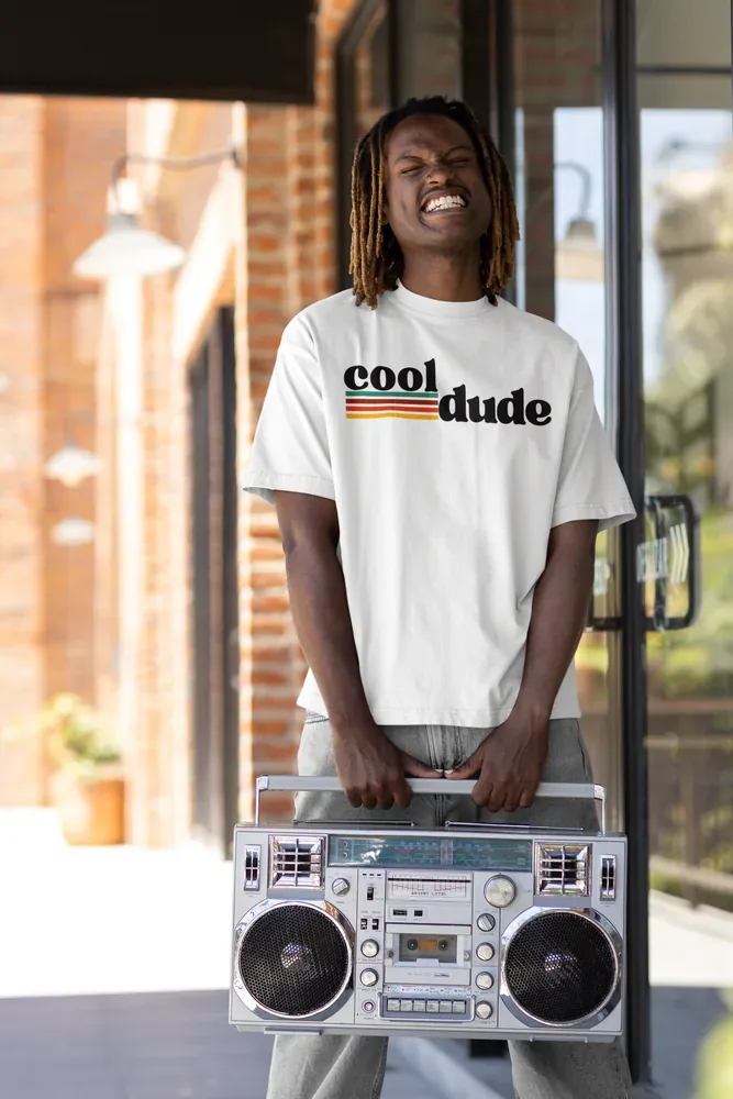 Oversize тениска с щампа Надпис cool dude