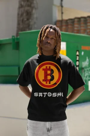 Oversize тениска с щампа Знакът на биткойн
