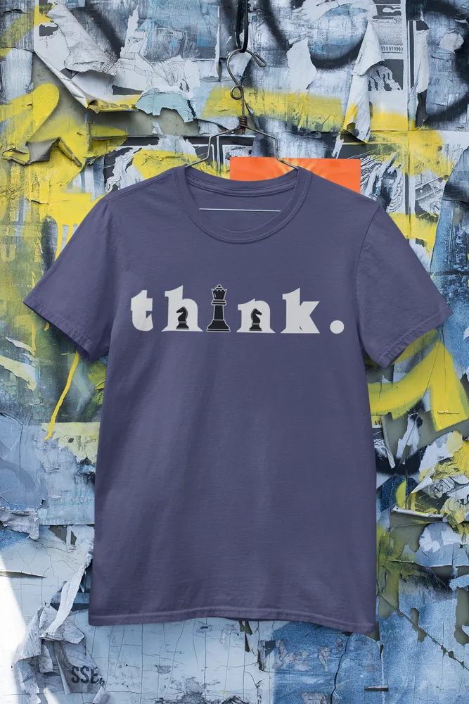 Мъжка тениска с щампа Надпис think