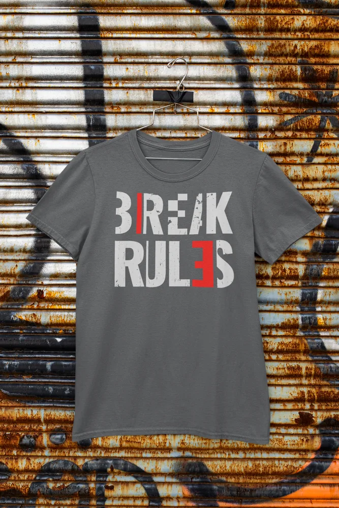 Мъжка тениска с щампа Надпис BREAK RULES
