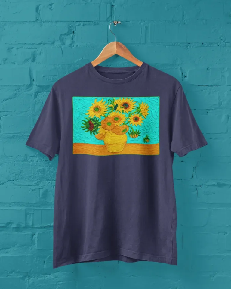 Мъжка тениска с щампа Слънчогледите на Van Gogh