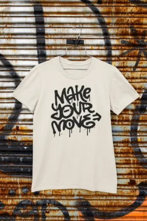Мъжка тениска с щампа Надпис MAKE YOUR MOVE - Natural