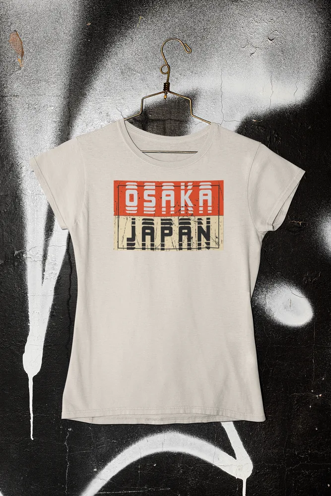 Дамска тениска с щампа Едри надписи OSAKA и JAPAN