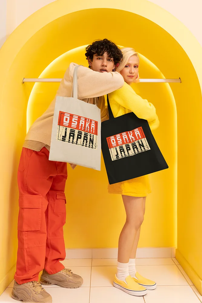 Памучна чанта с щампа Едри надписи OSAKA и JAPAN