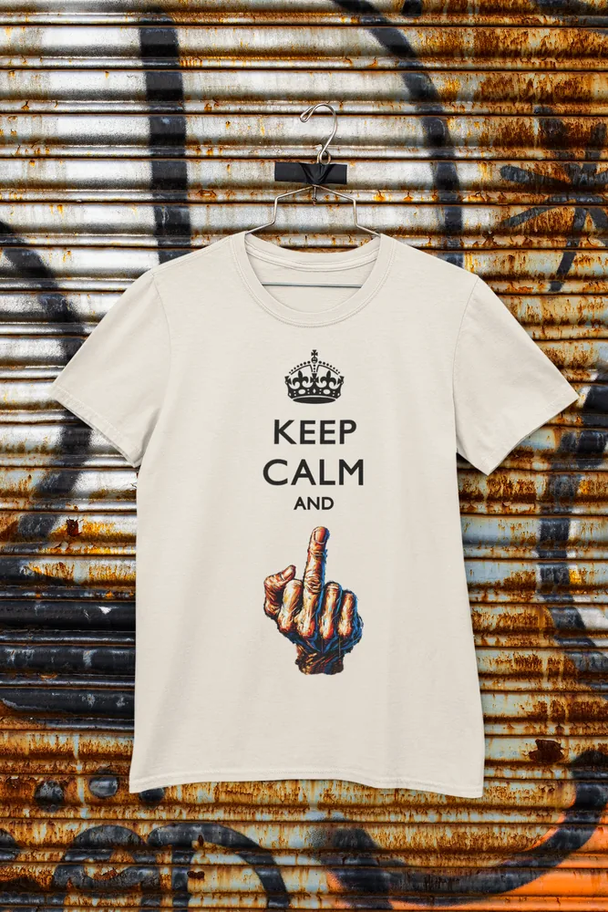 Мъжка тениска с щампа Корона и надпис KEEP CALM AND