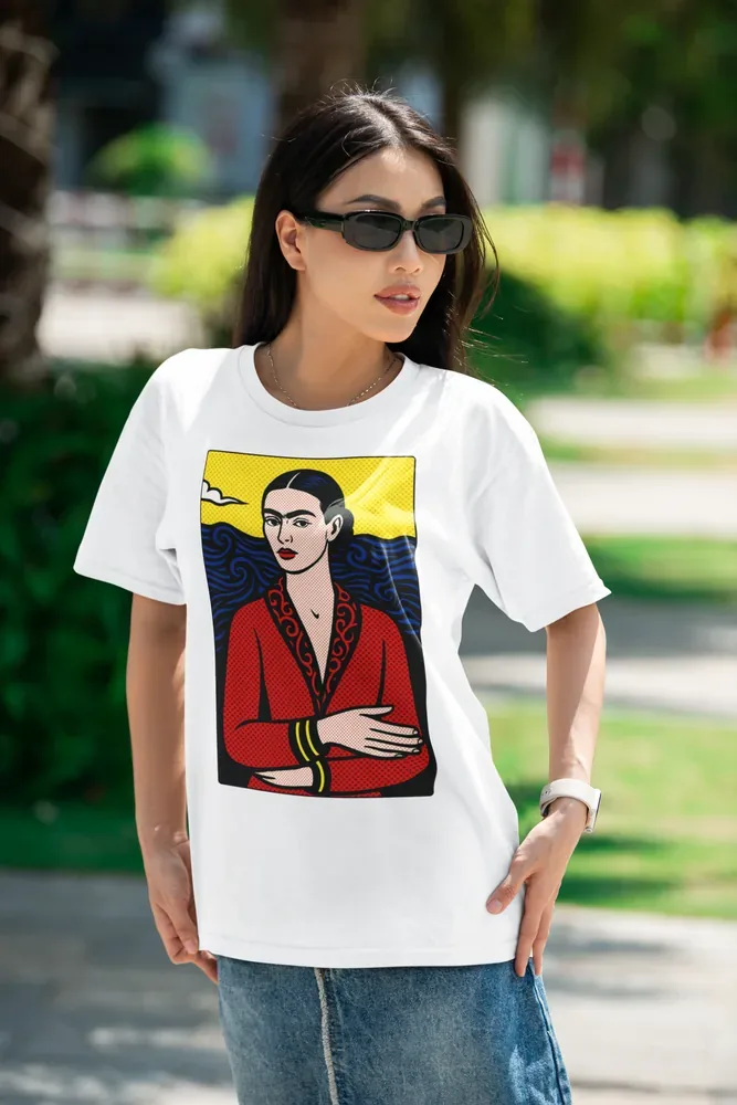 Oversize тениска с щампа Frida Kahlo