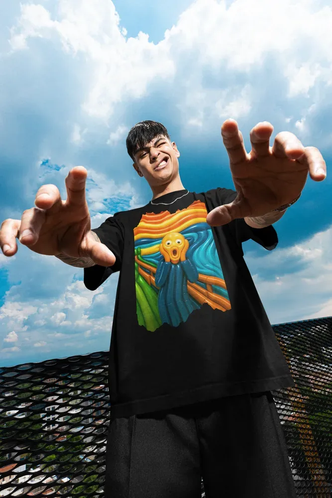 Oversize тениска с щампа Викът на Munch