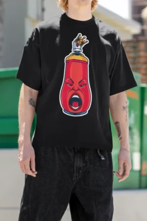Oversize тениска с щампа Червен спрей за графити