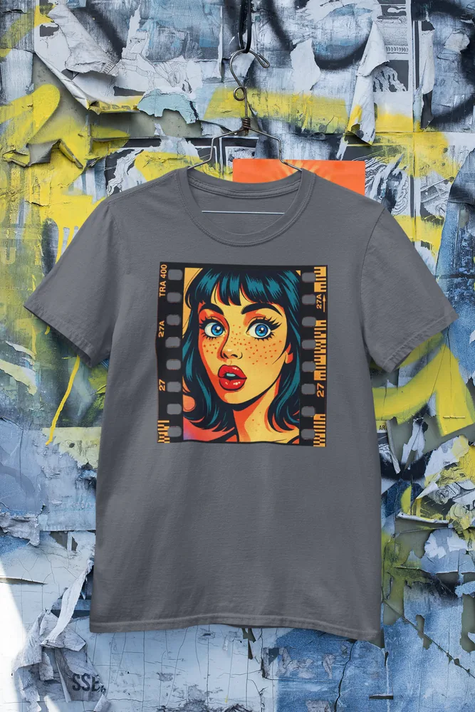 Мъжка тениска с щампа Жена с изумено лице