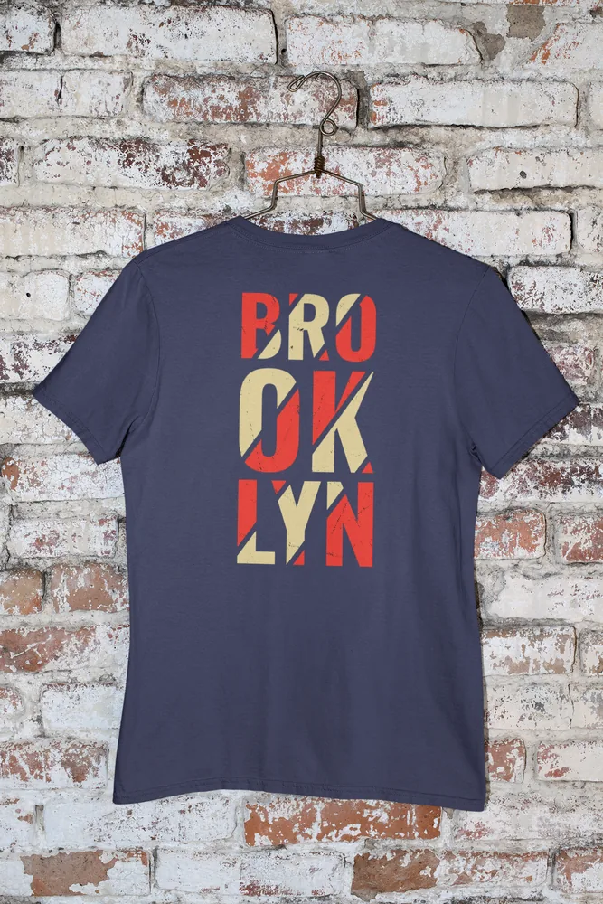 Мъжка тениска с щампа Надпис BROOKLYN на три реда