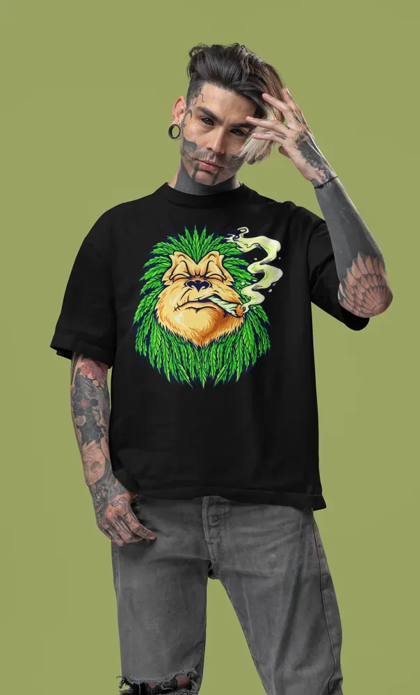Oversize тениска с щампа Лъв