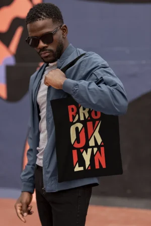 Памучна чанта с щампа Надпис BROOKLYN на три реда