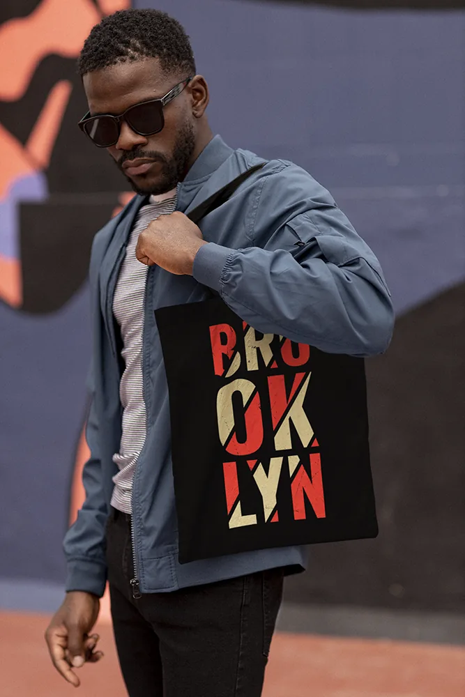 Памучна чанта с щампа Надпис BROOKLYN на три реда