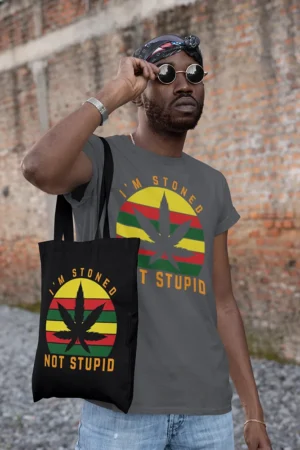 Tote Bag I'm stoned - not Stupid - Черно