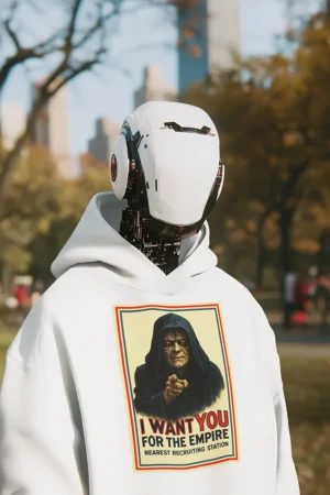 Суичър с щампа Заигравка със Star Wars, зъл владетел и надпис I WANT YOU FOR THE EMPIRE