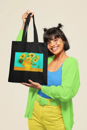 Памучна чанта с щампа Слънчогледите на Van Gogh