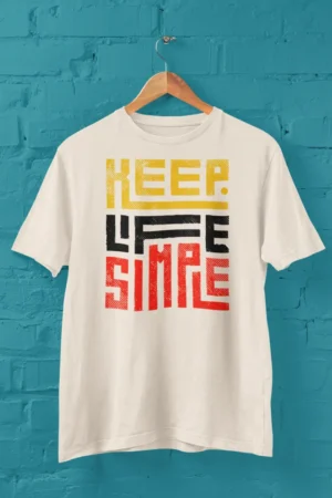 Мъжка тениска с щампа Надпис KEEP LIFE SIMPLE - Natural