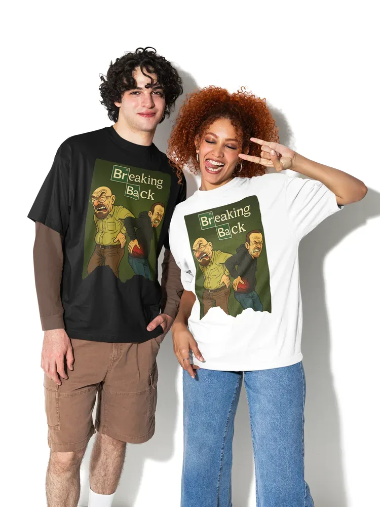 Oversize тениска с щампа Двама мъже