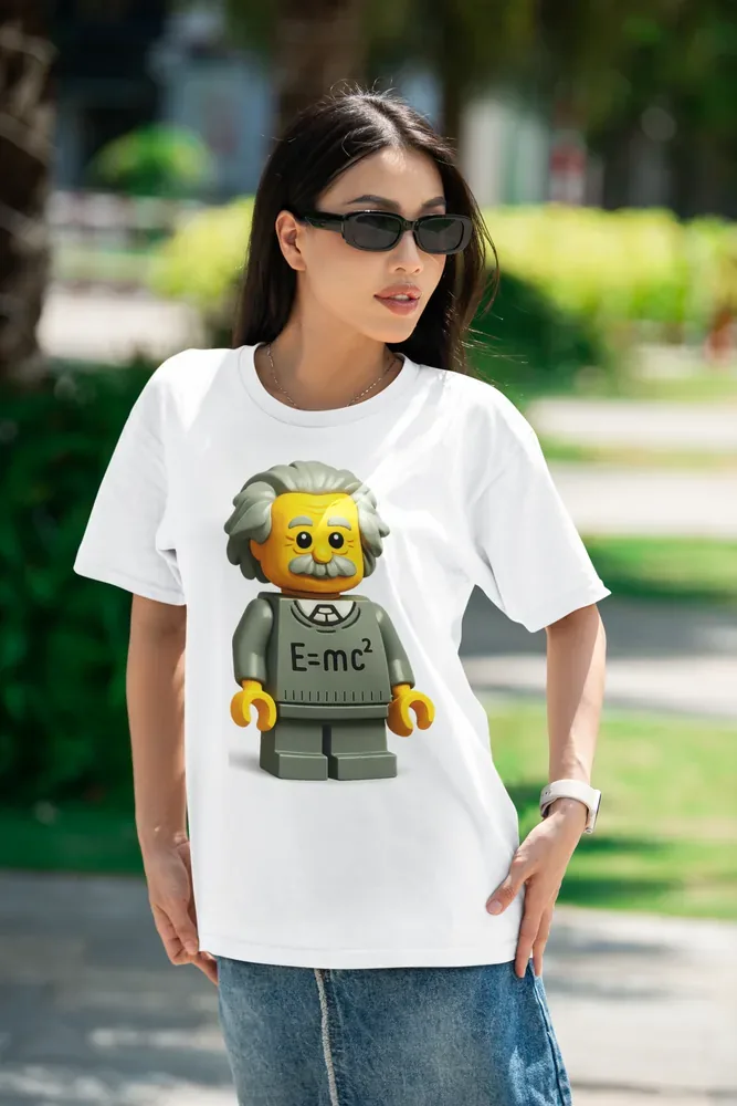 Oversize тениска с щампа Einstein