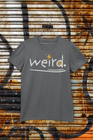 Мъжка тениска с щампа Надпис weird. - Graphite
